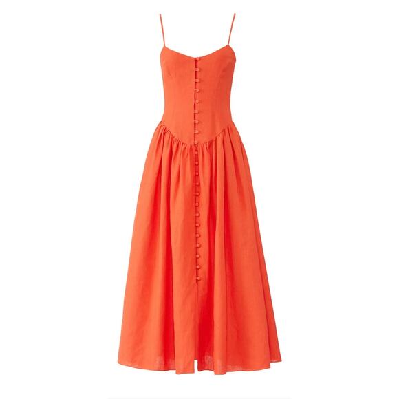 Mara Hoffman Coral Linen Mischa Maxi Dress 12 - Picture 5 of 13